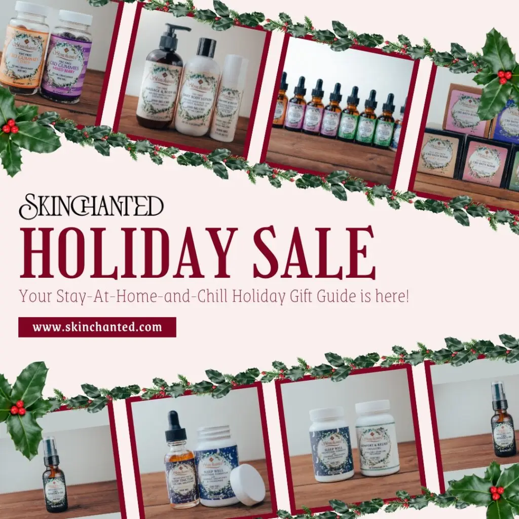 Shop Skinchanted CBD's small business for the best, soothing gifts for you and your loved ones this holiday season.